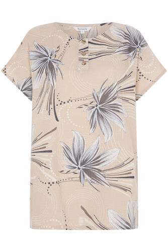 Lily Print Linen Look Top