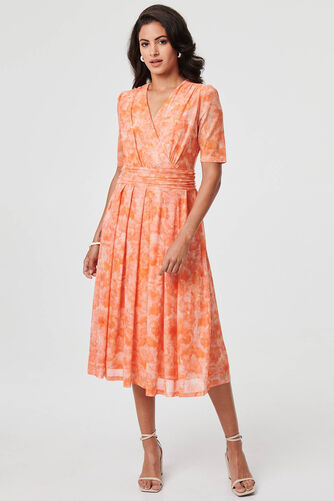 Izabel London – Printed 3/4 Sleeve Ruched Midi Dress