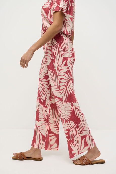 Palm Print Plisse Trousers