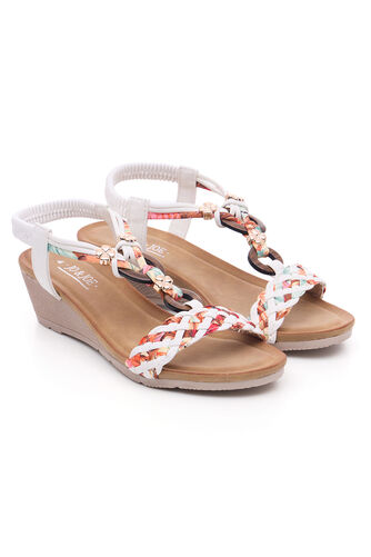 Coloured Ring Detail Strappy Wedge Sandals
