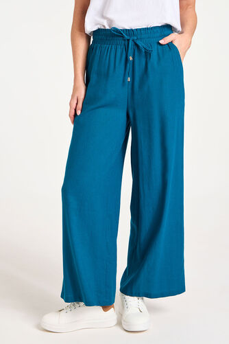 Tie Waist Wide Leg Linen Trousers