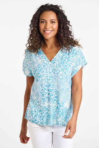 V-Neck Ditsy Print Top