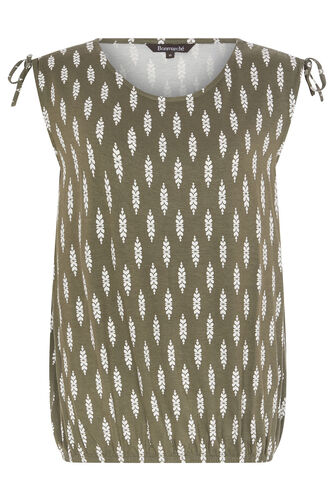 Foulard Leaf Print Ruched Shoulder Bubble Hem Top