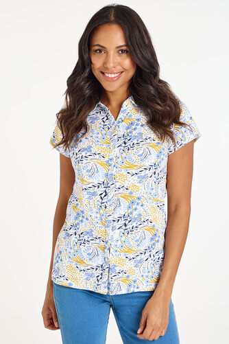 Swirly Ditsy Print Button Through Shirt