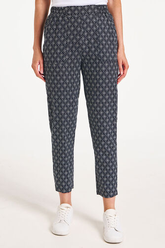 Dotty Foulard Tapered Linen Trousers