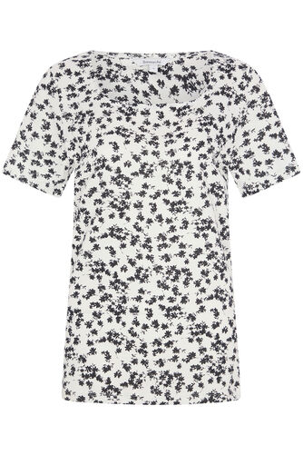 Ditsy Print Square Neck T-Shirt
