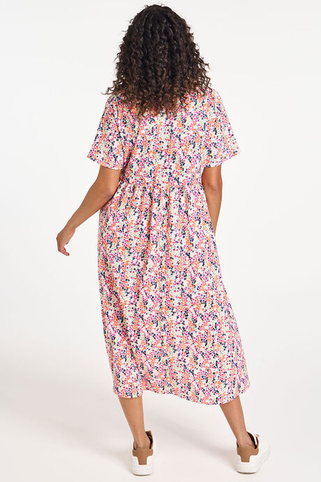 Ditsy Print Crinkle Smock Dress