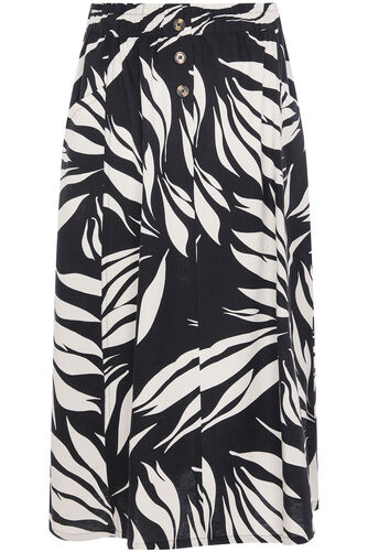 Large Palm Print A-Line Skirt