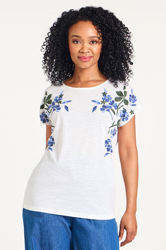 Watercolour Embroidered Floral T-Shirt