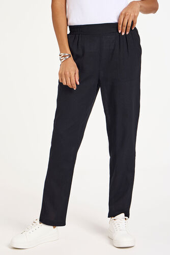Flat Front Tapered Linen Trousers