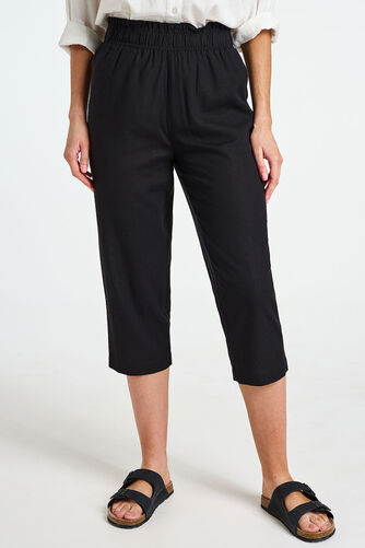 Paperbag Linen Cropped Trousers