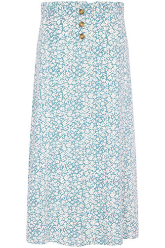 Ditsy Print Button Detail A-Line Skirt