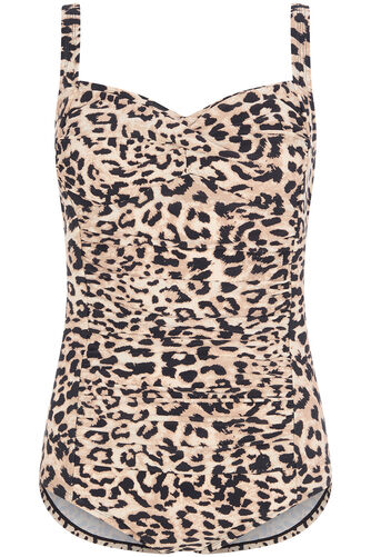 Animal Print Ruched Front Swimsuit