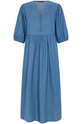 Button Placket Smock Dress