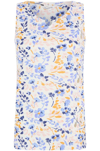 Notch Neck Floral Print Vest