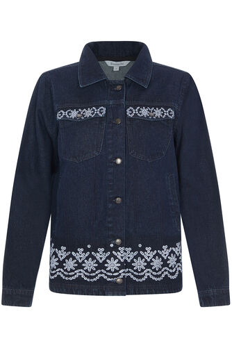 Embroidered Hem Denim Jacket