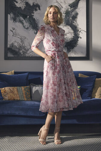 Izabel London - Floral Wrap Front Tea Dress