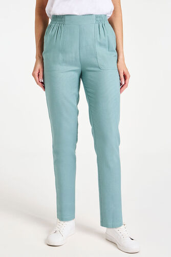 Flat Front Tapered Linen Trousers