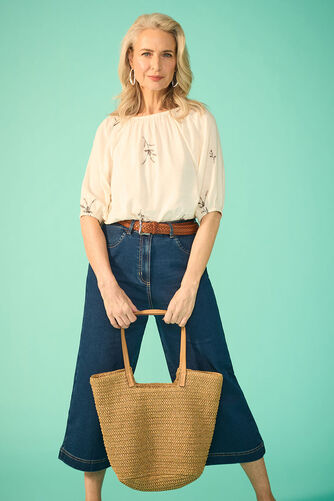 Metallic Woven Straw Beach Bag