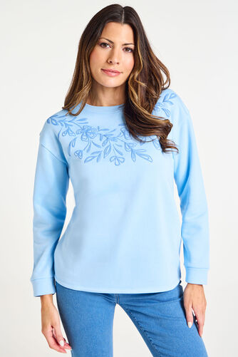 Printed Floral Neckline Sweatshirt