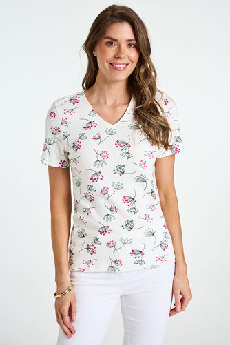 Dandelion Print V-Neck T-Shirt