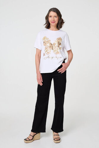Izabel London – Butterfly Print Short Sleeve T-Shirt