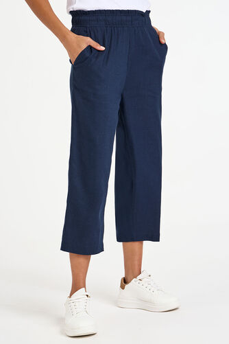 Paperbag Linen Cropped Trousers