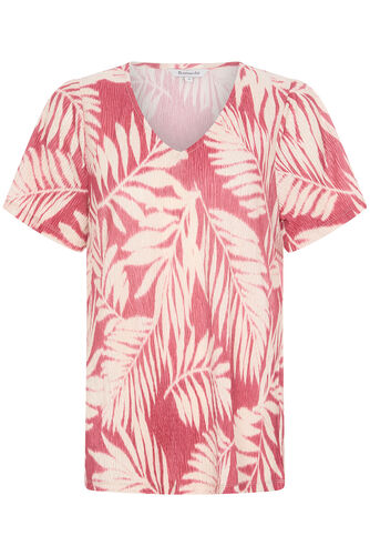 Palm Print Plisse Top