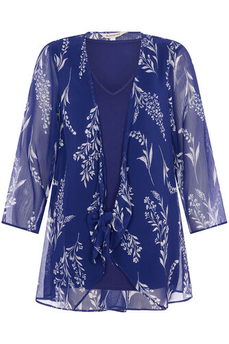 Bluebell Print 2 in 1 Tie Front Top