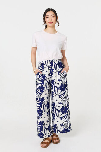 Izabel London – Tropical Floral Wide Leg Trousers
