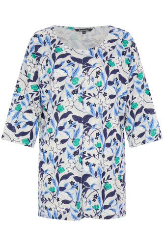 3/4 Sleeve Floral Print Tunic
