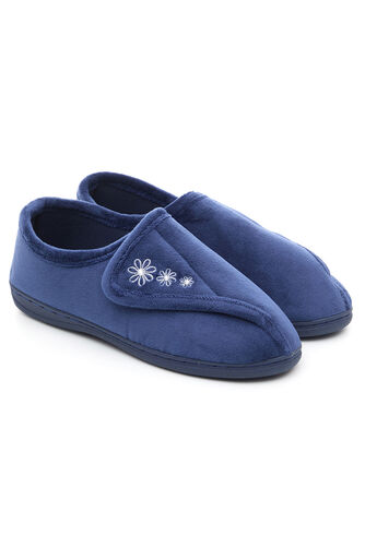 Embroidered Touch Fasten Floral Slippers